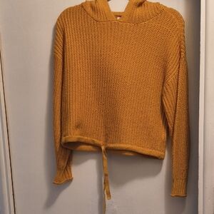 Elegant Mustard Knit Hoodie Sweater